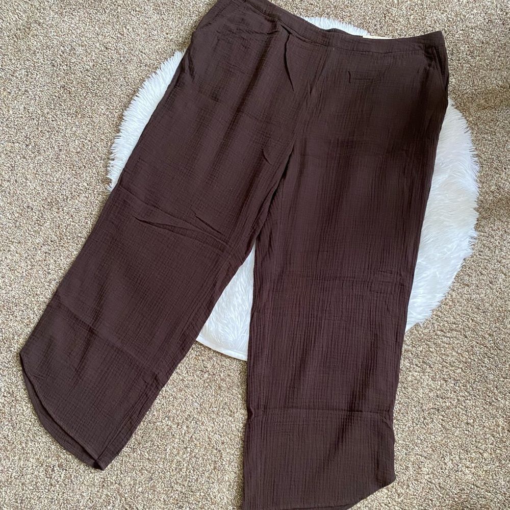Soft Surroundings Pants Brown Straight Leg Full Length Cotton New Womens Size 1X